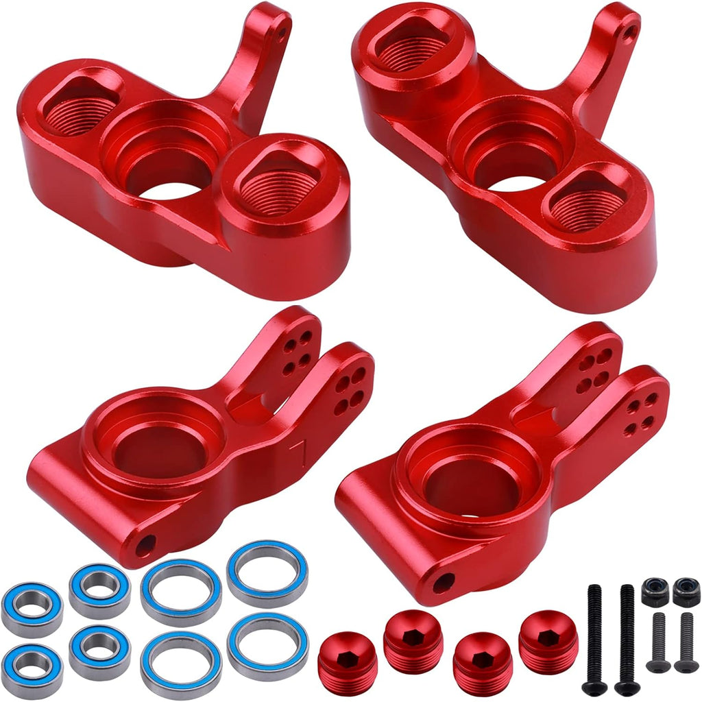 Red Aluminum Front Steering Blocks & Rear Hubs Stub Axle Carriers Knuckles for 1/8 ARRMA Typhon 6S, 1/7 Infraction Limitless Mojave 6S BLX Upgrades, Replaces AR330187 AR330193 Z6118