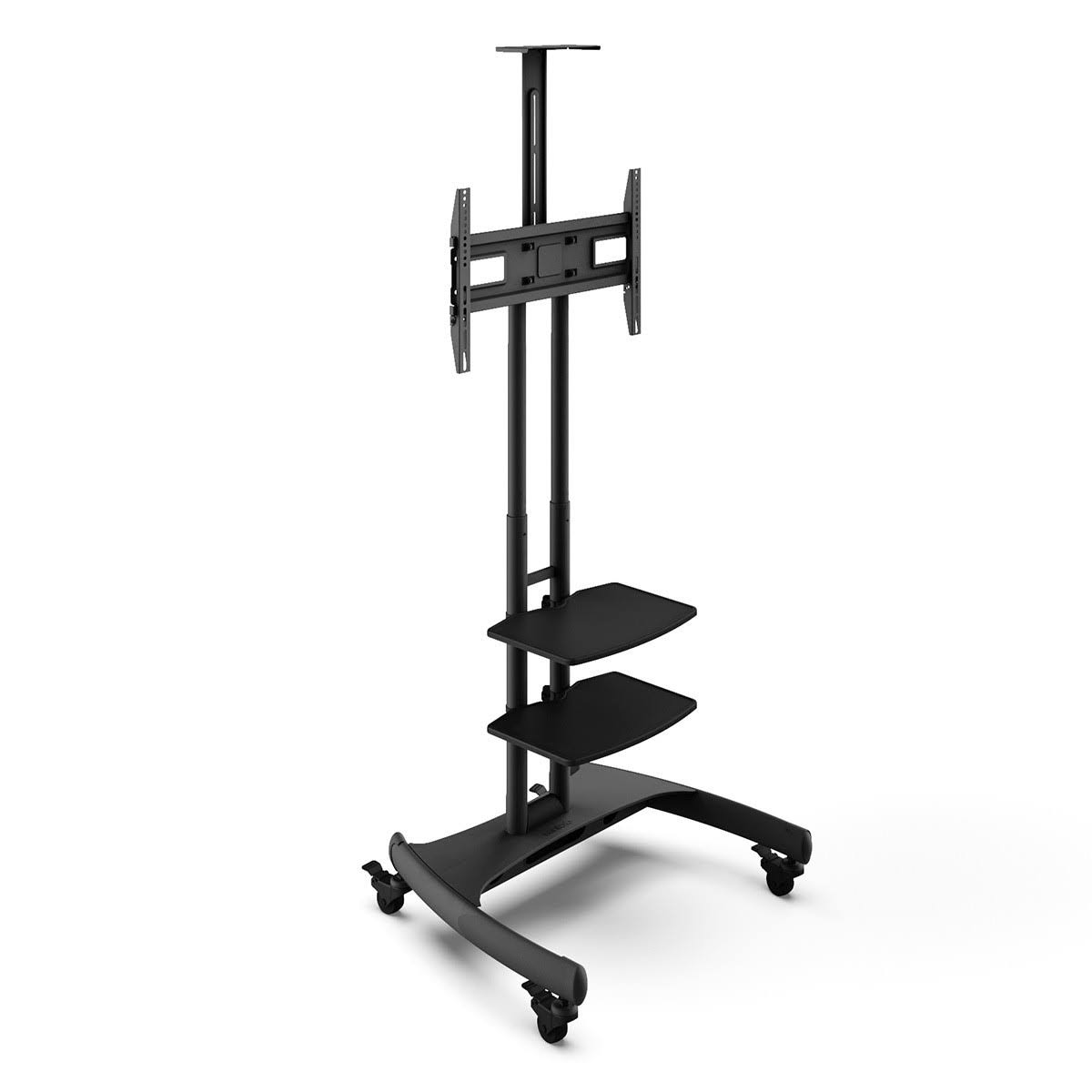 Black Mobile TV Mount with Two Adjustable Shelves C31417