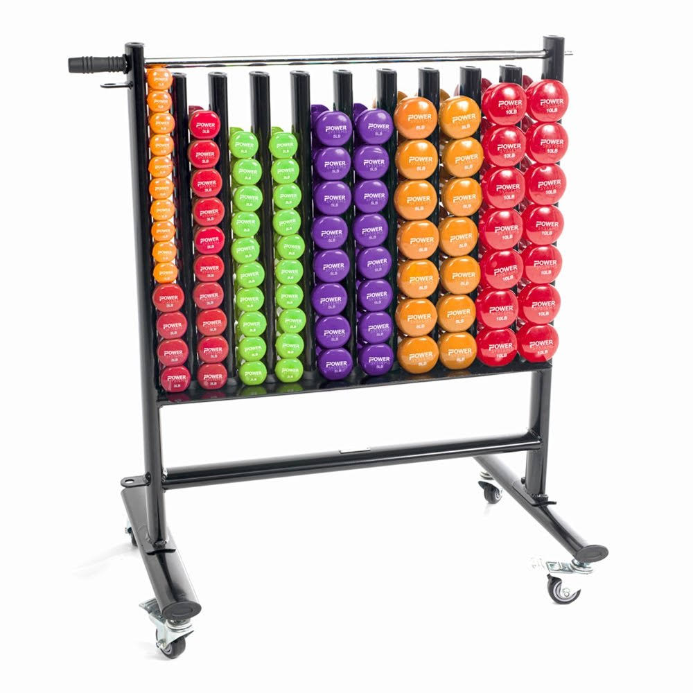 Neoprene-Vinyl Dumbbell Storage Rack with Casters H18911