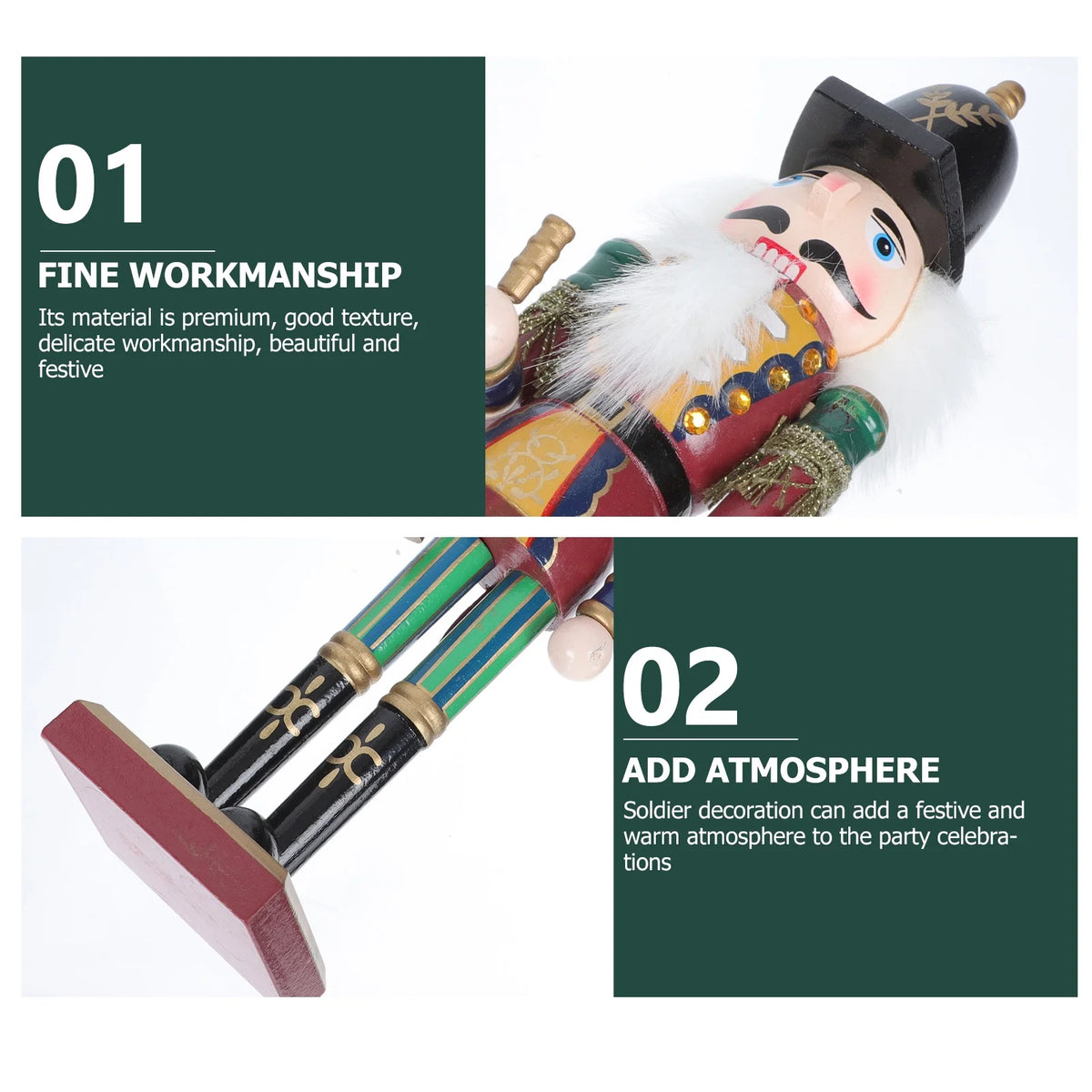 Wooden Nutcracker Soldier Puppet Doll Xmas Decor C210640