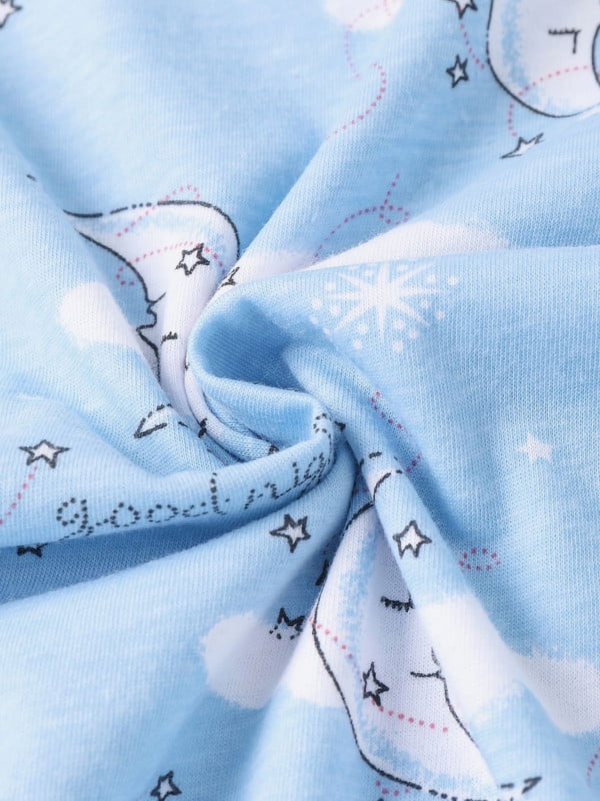 Cotton Short Sleeve Cartoon Printed Night Shirts (Blue Moon, M) B236697