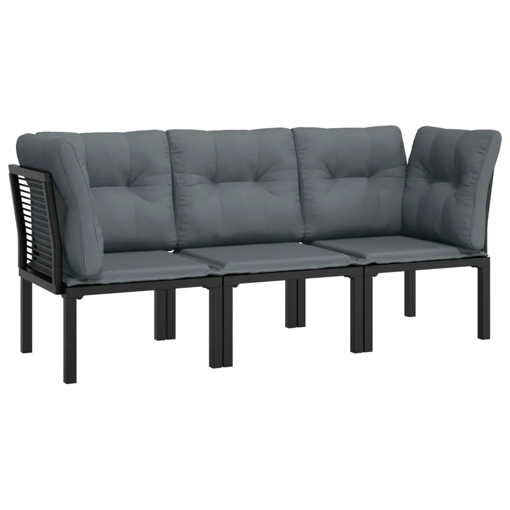 Black Poly Rattan 3 Piece Outdoor Patio Furniture Set E71526
