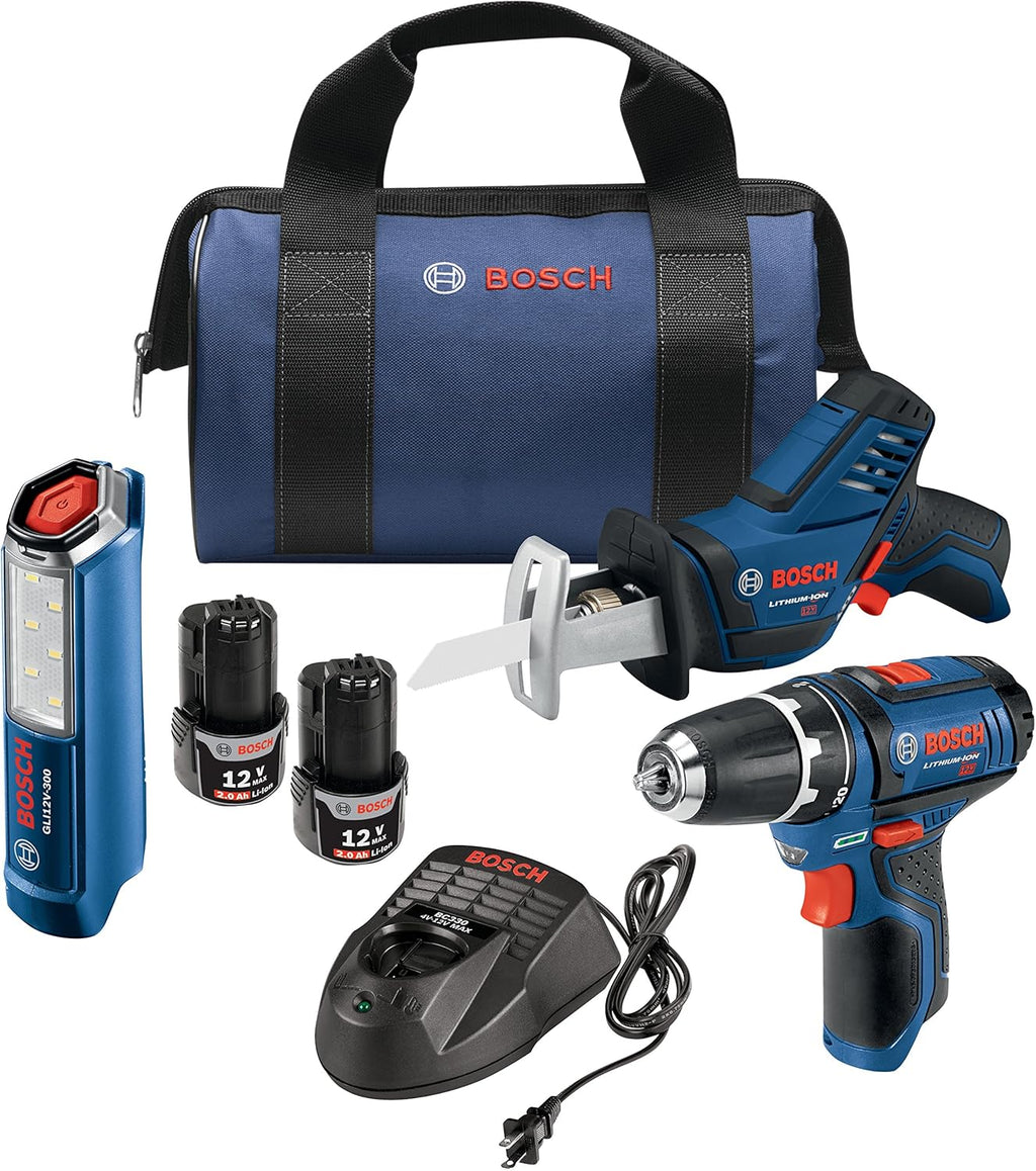 12V Max 3-Tool Combo Kit with Drill/Driver, Reciprocating Saw and LED Worklight U1200