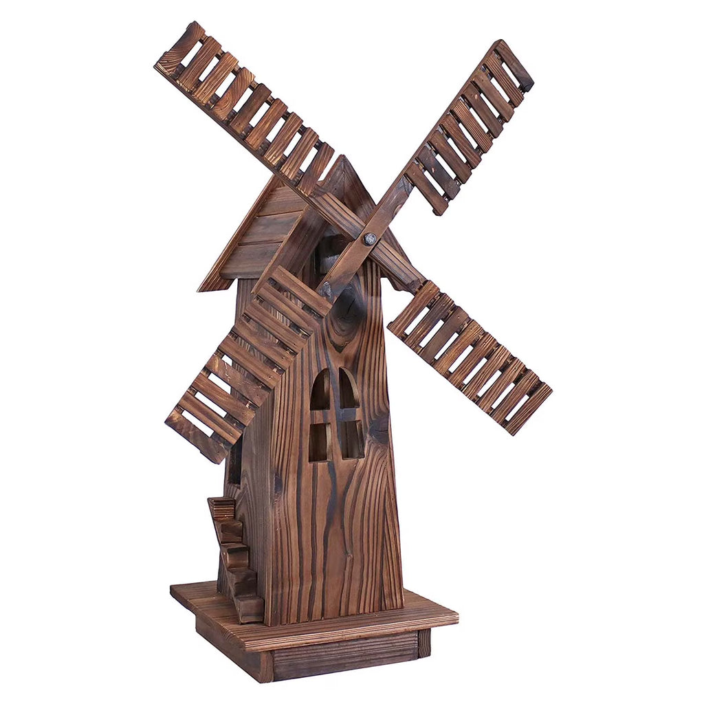 Rustic Brown Wooden Dutch Windmill Sculpture E785139