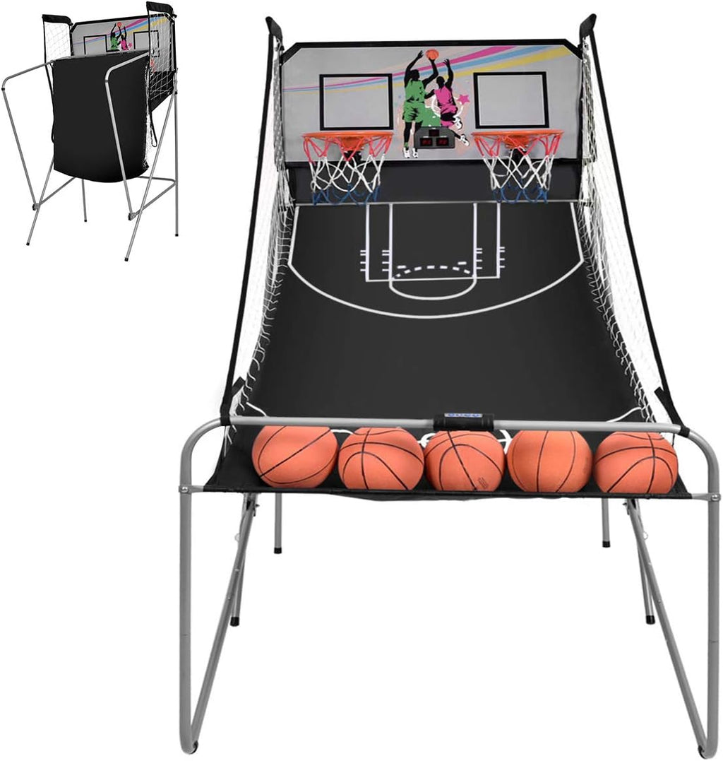 Foldable Basketball Arcade Game with LED Scoring System M458418