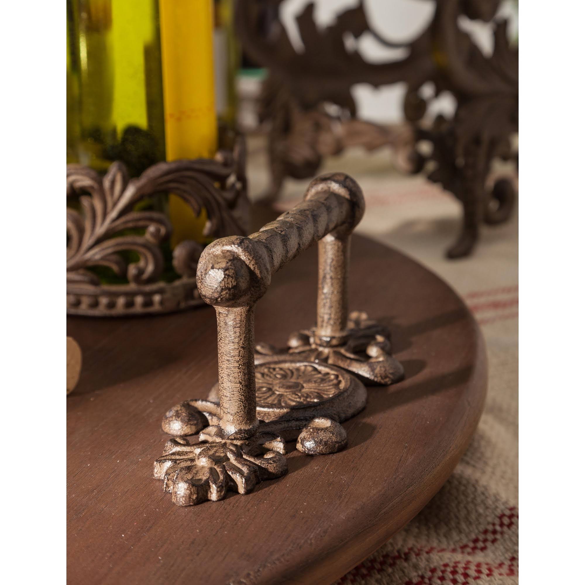 Wood Lazy Susan with Metal Handles S793