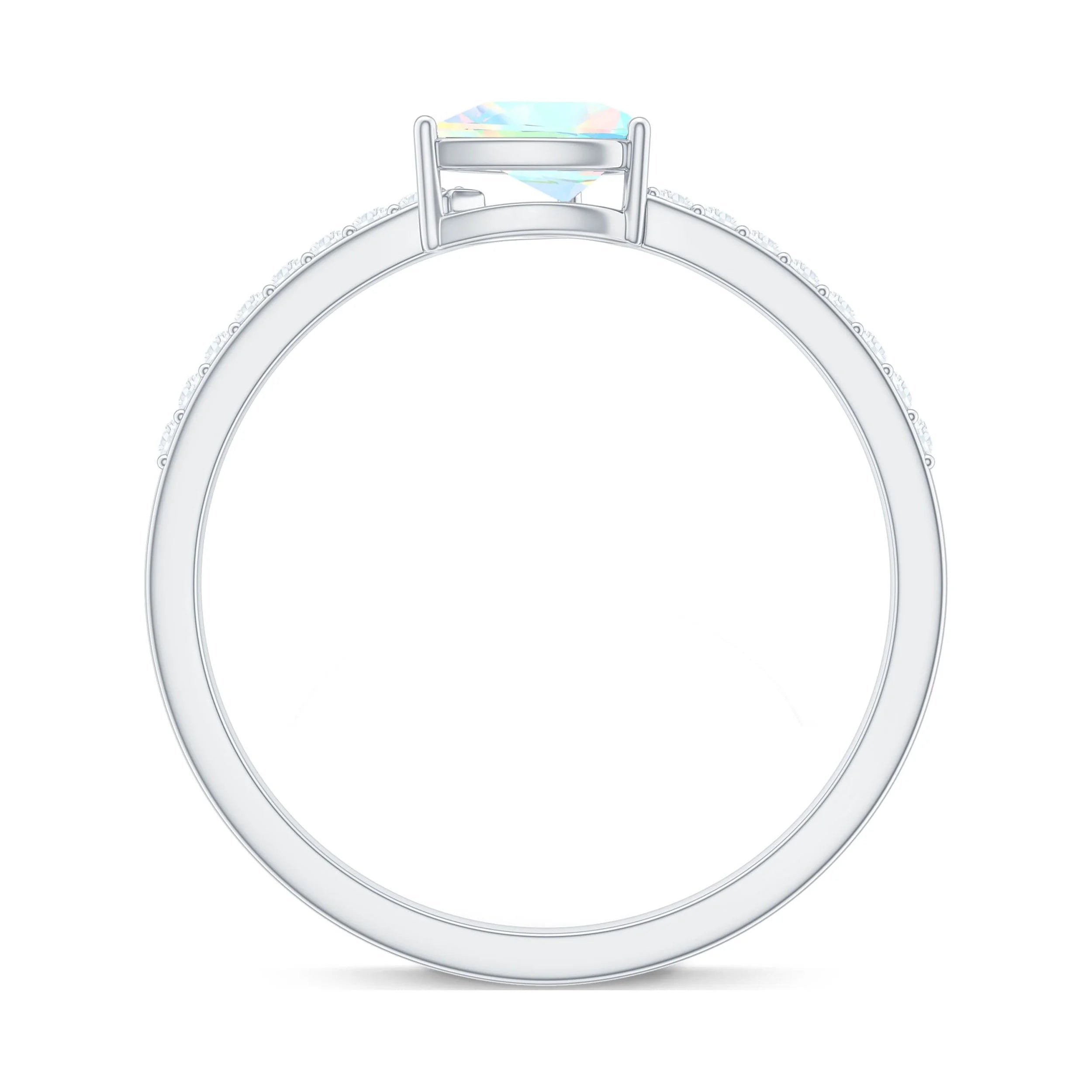 Solitaire Ethiopian Opal Ring with Diamond Side Stones, 925 Sterling Silver A36202
