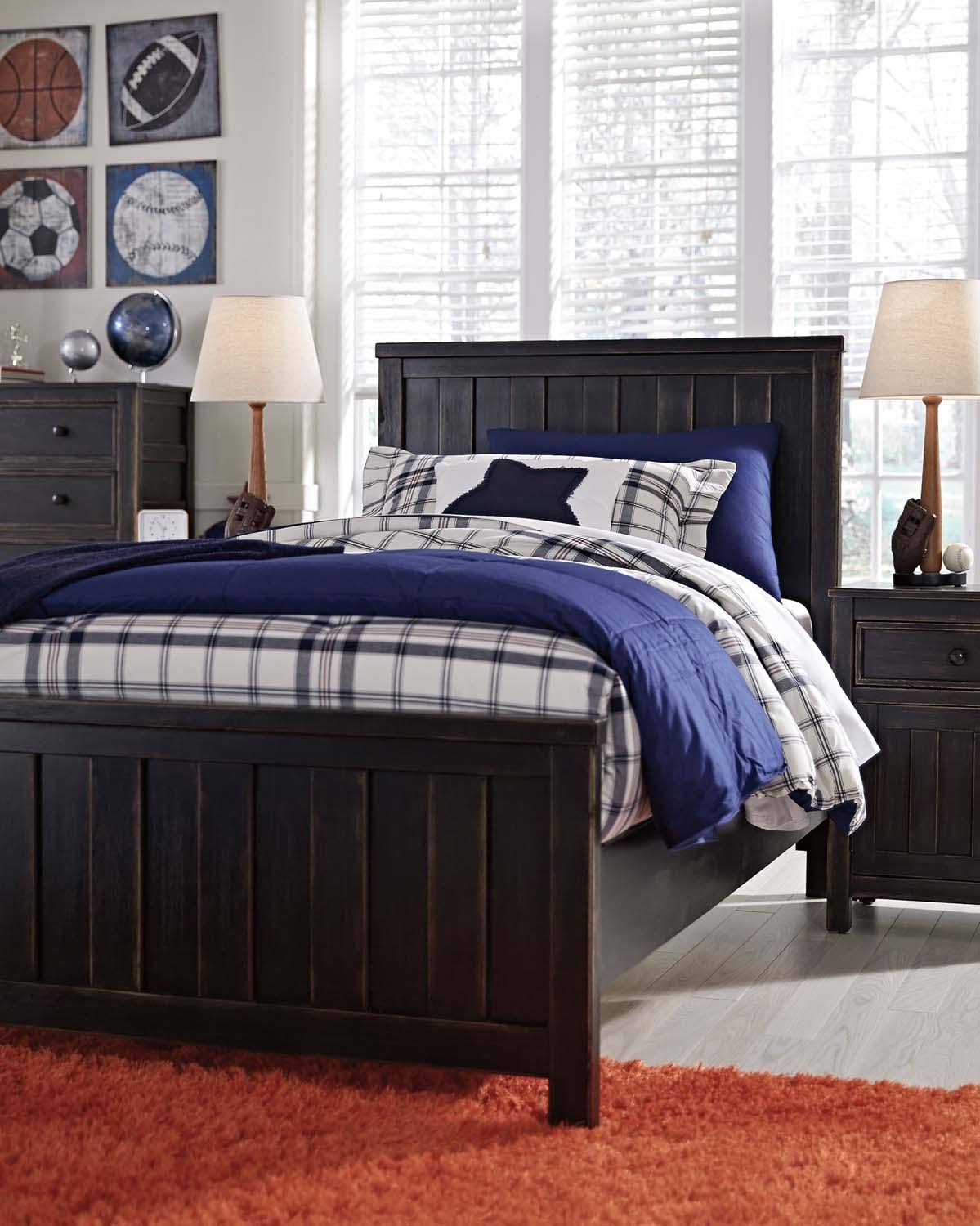Black Twin Panel Headboard H482474