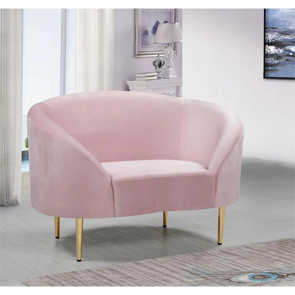 Pink and Gold Velvet Accent Chair B521