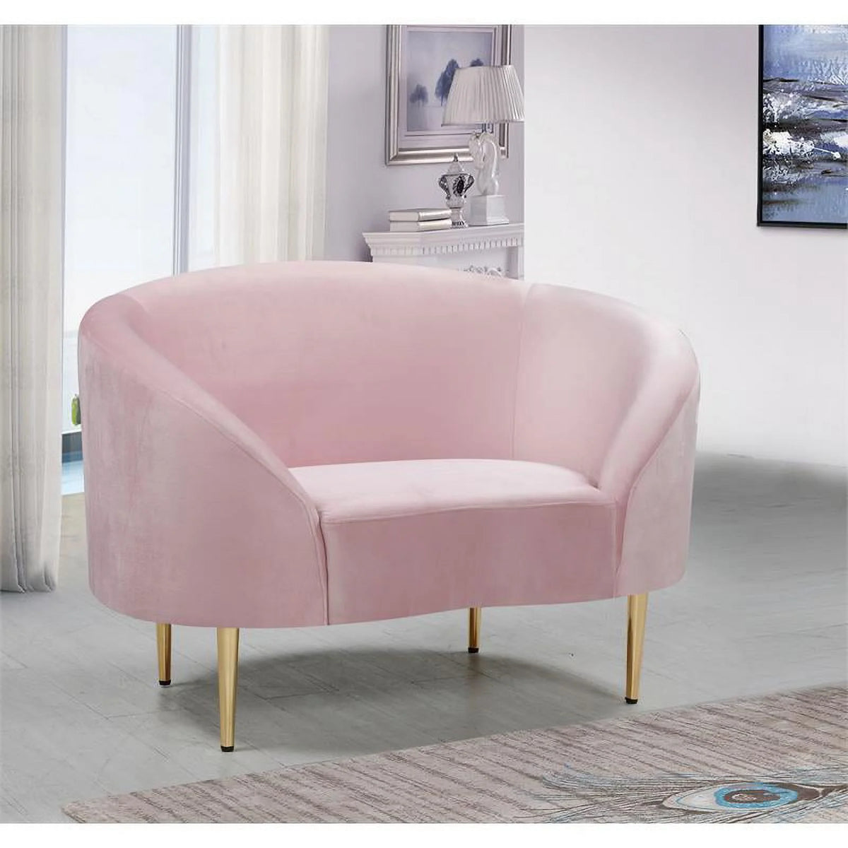 Pink and Gold Velvet Accent Chair B521