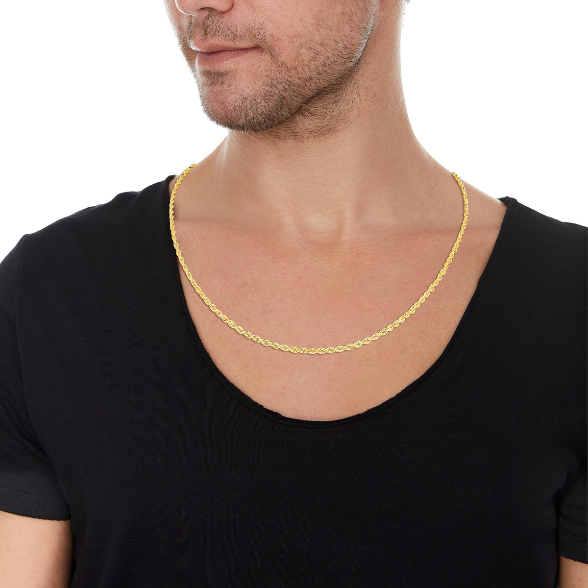 10k Yellow Gold Diamond Cut Rope Chain Necklace K10189