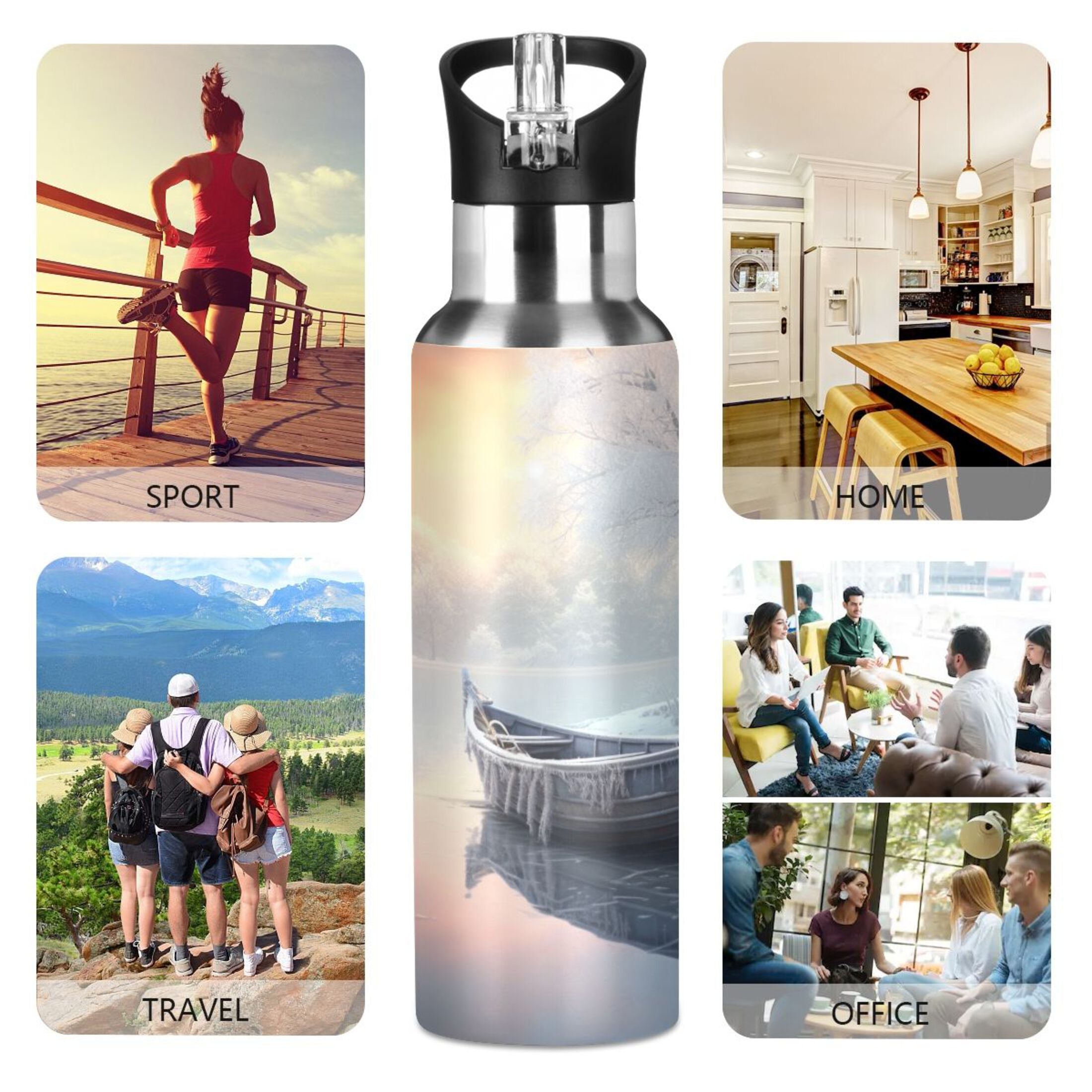 Insulated Stainless Steel Water Bottle with Straw Lid, 20 oz R34134