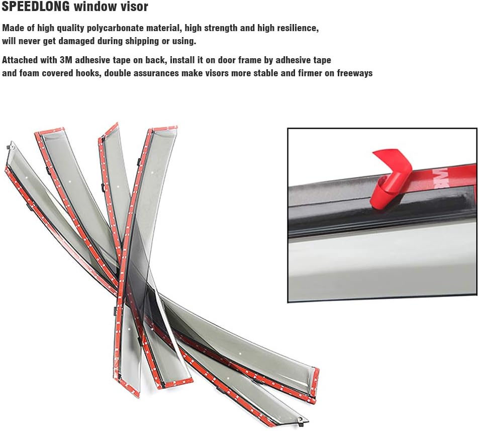 Car Window Visor Vent Shade Deflector Sun/Rain Guards Pack of 2 X9899