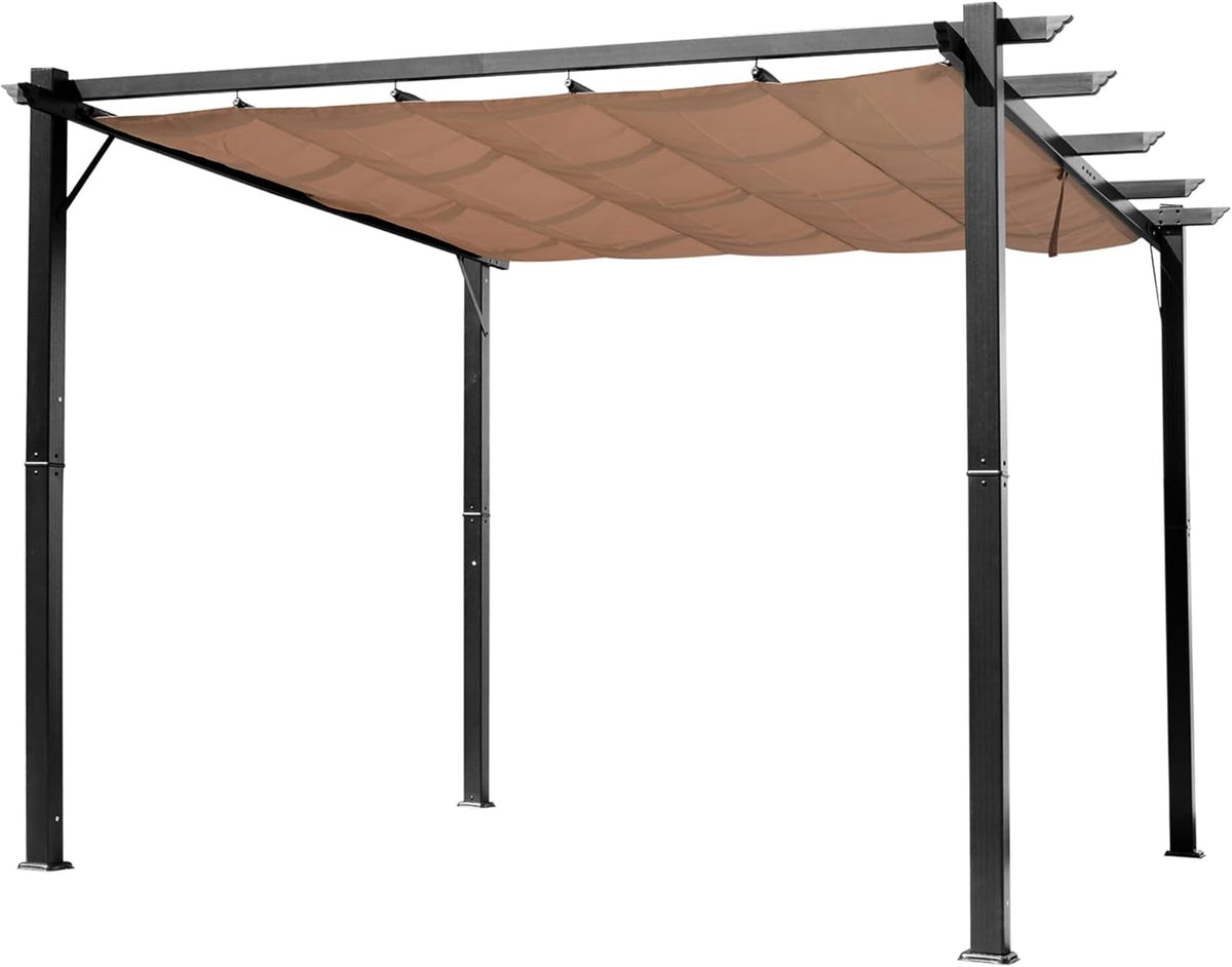 Brown Aluminum Retractable Pergola Canopy G347