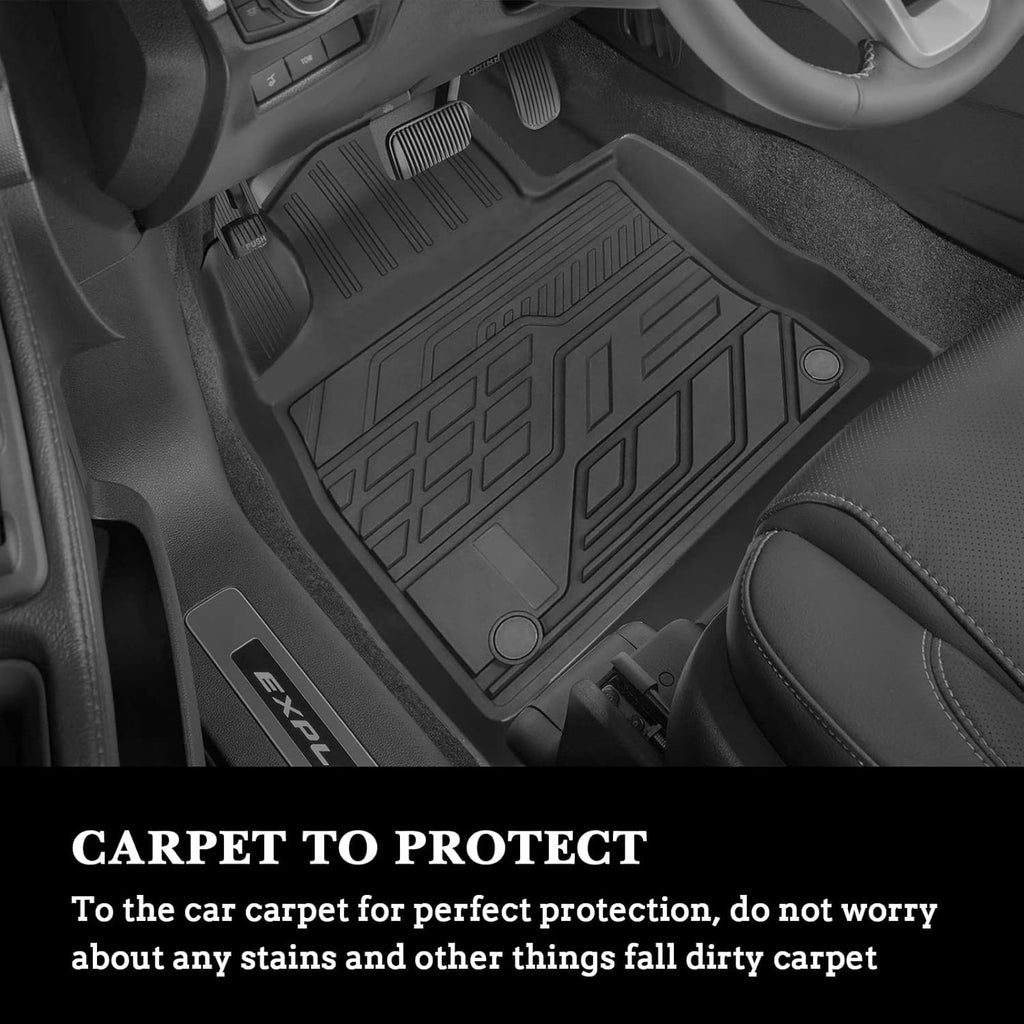 3D Design All Weather TPE Floor Liners for Ford Explorer 2019 2021, 1st and 2nd Row Black P4941