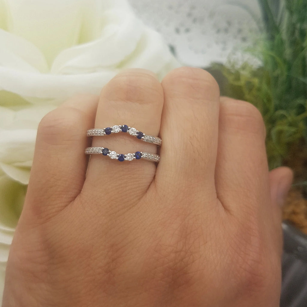 18K White Gold Sapphire Diamond Ring K88684