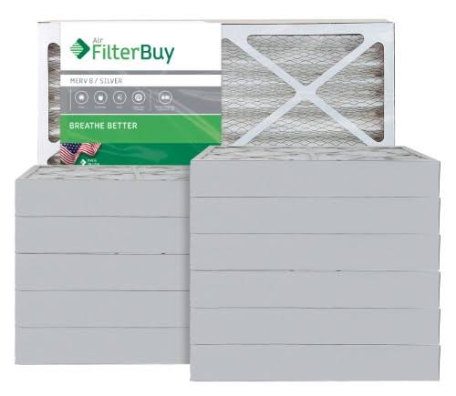 Silver MERV 8 12x27x4 Pleated AC Furnace Air Filter, Pack of 12 H83224