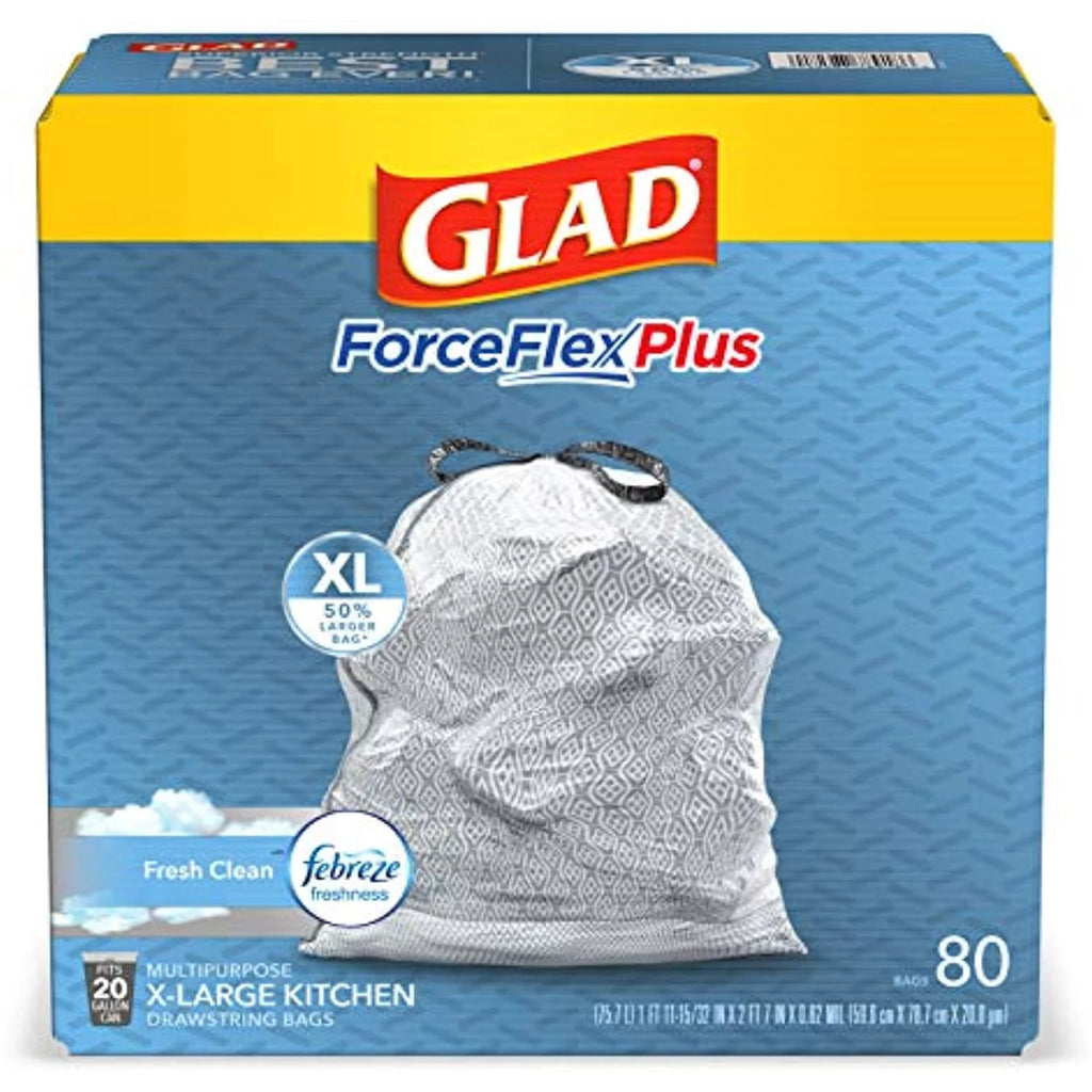X-Large Kitchen Drawstring Trash Bags - 20 Gallon Grey Trash Bag, 80 Count X6566