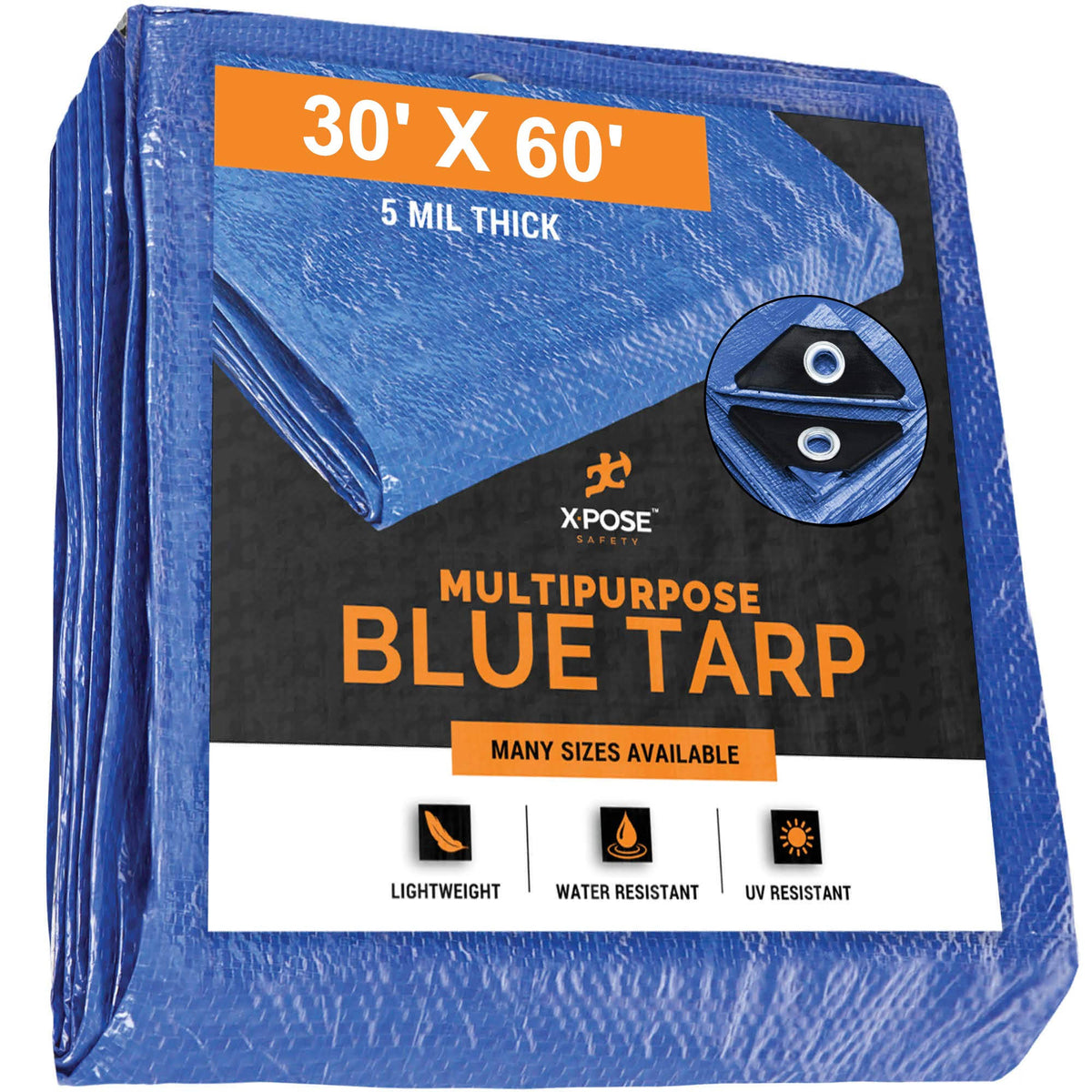 Blue Poly Tarp 30 x 60 Lightweight Waterproof Protective Cover Z54878