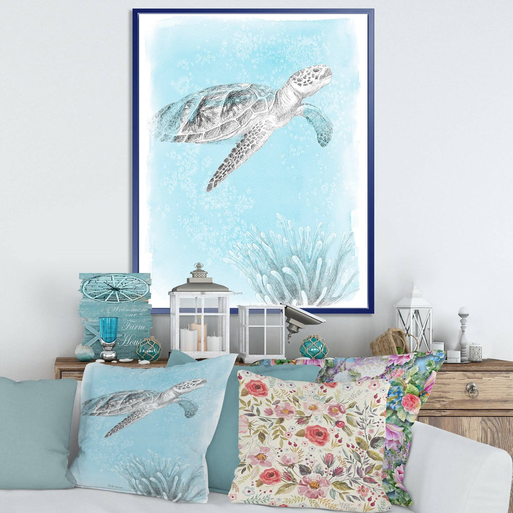 Grey Blue Framed Canvas G211282