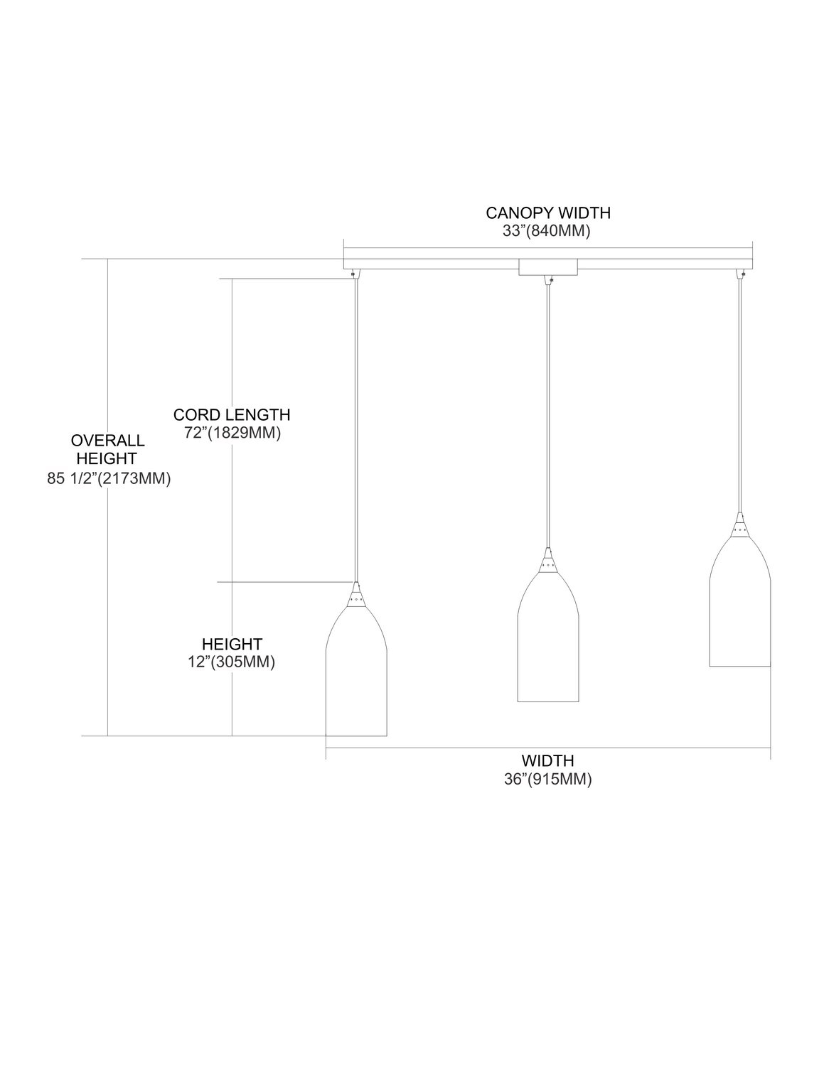 3 Light Pendant Satin Nickel Blue Glass X353