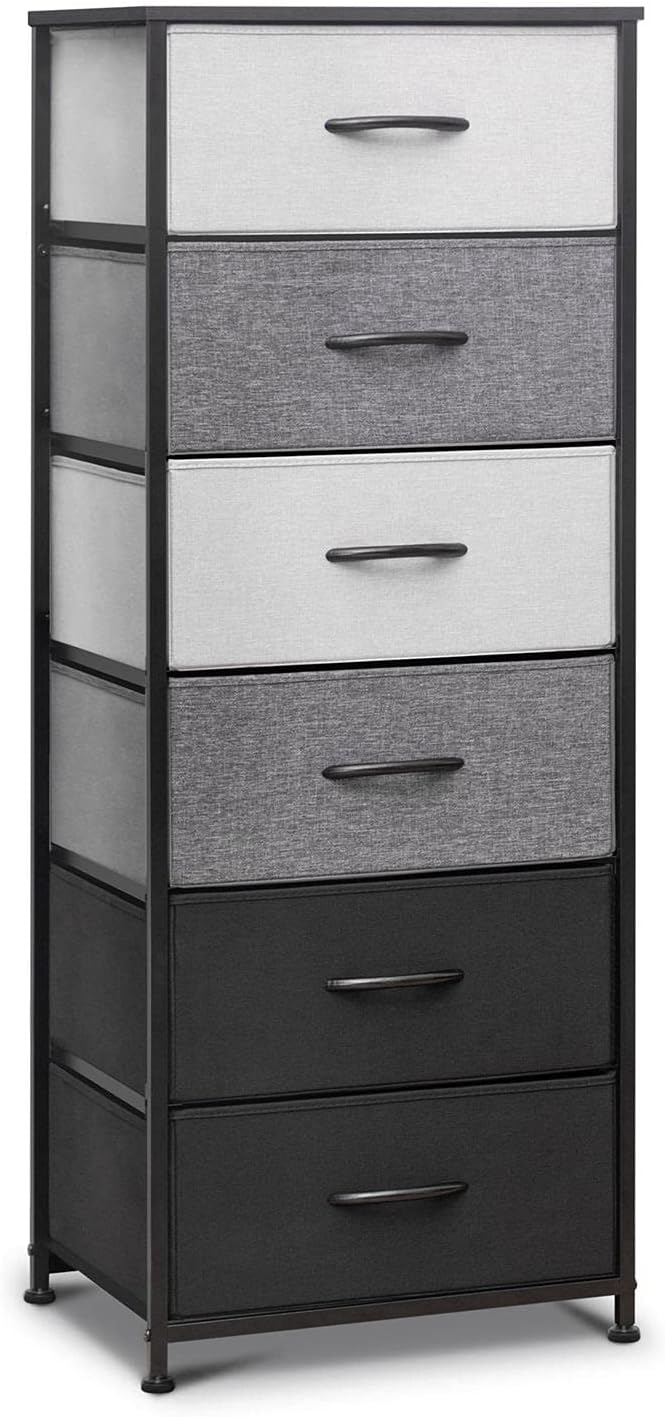 6 Drawers Fabric Dresser with Metal Frame and Wooden Top Z70728
