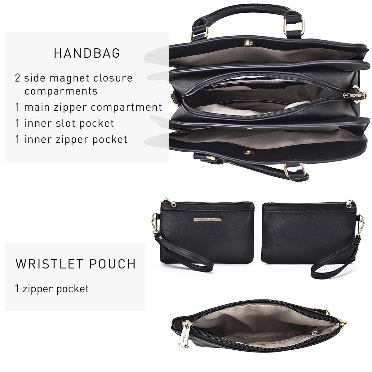 Women Satchel Handbags Shoulder Purses Totes Top Handle Bags With Matching Wallet N558