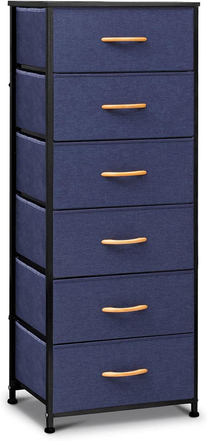 6 Drawers Fabric Dresser with Metal Frame and Wooden Top Z70728