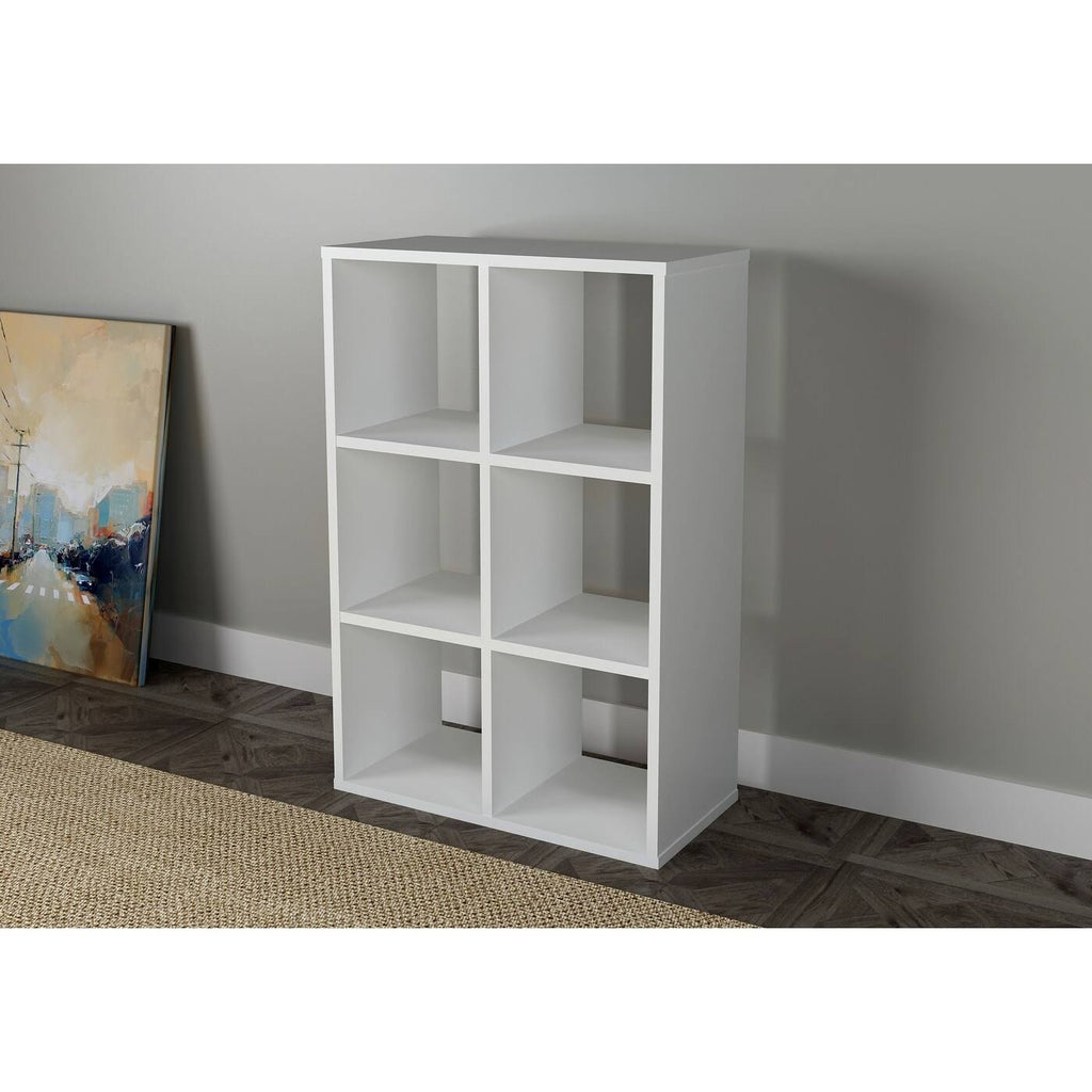 Walnut Cube Shape Bookcase 6 Open Storage I5810
