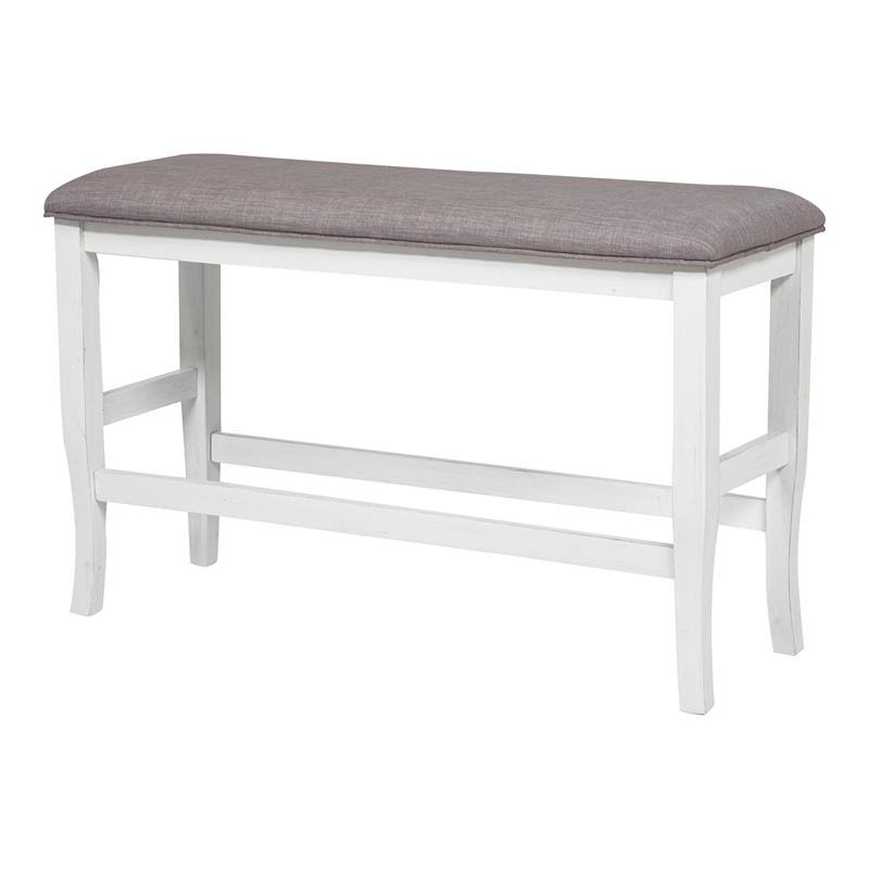 White Wood Counter Height Dining Bench U1134