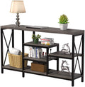 Gray 55"L Narrow Console Table with Storage Shelves W179452