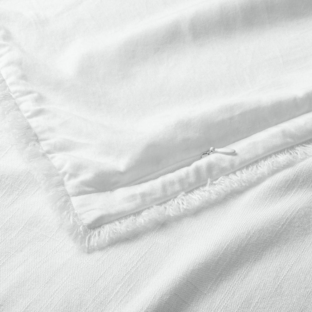White Linen Blend Comforter & Sham Set D39274