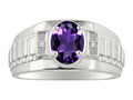 Sterling Silver Oval Gemstone & Genuine Diamond Ring F6699
