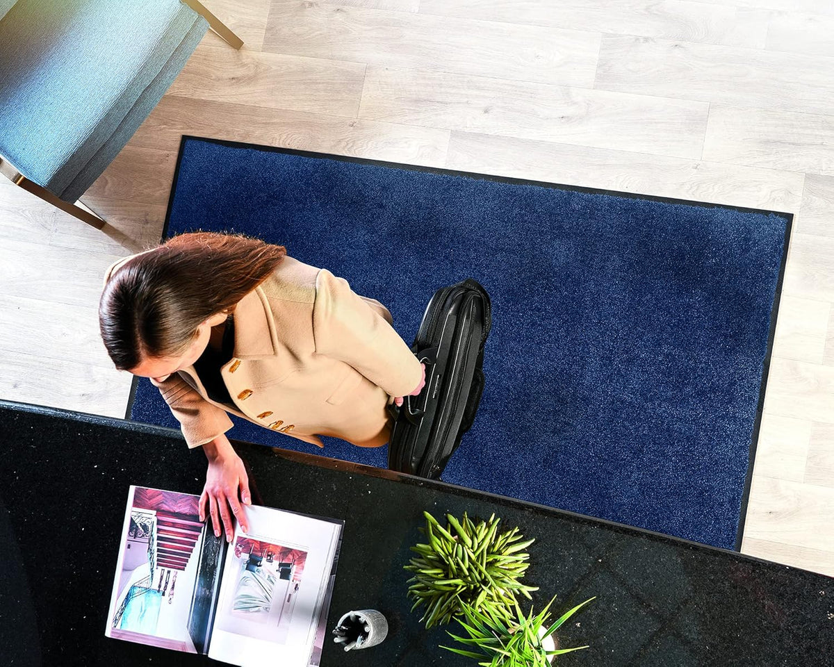 45 W x 95 L Navy Nylon Entrance Floor Mat with Rubber Backing N538481