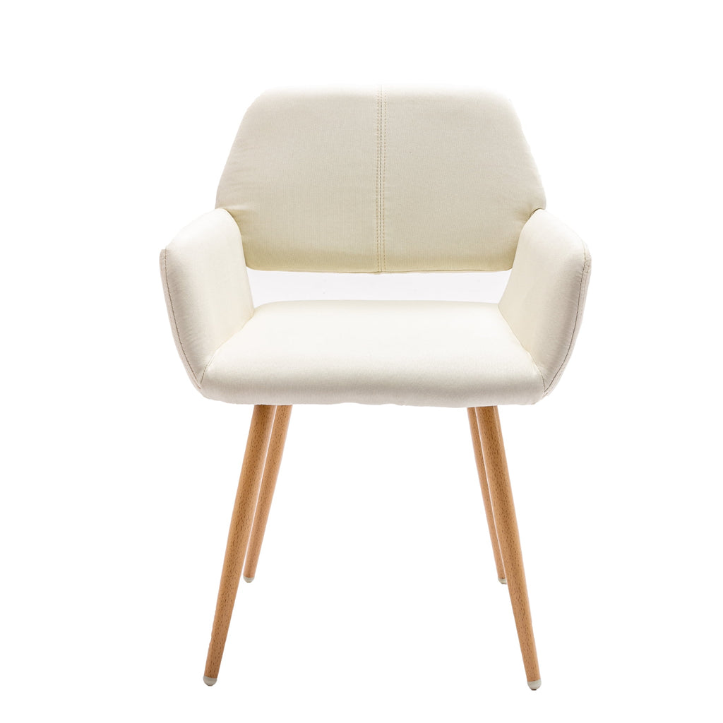 Beige Fabric Mid-Century Accent Chair with Metal Legs B4800