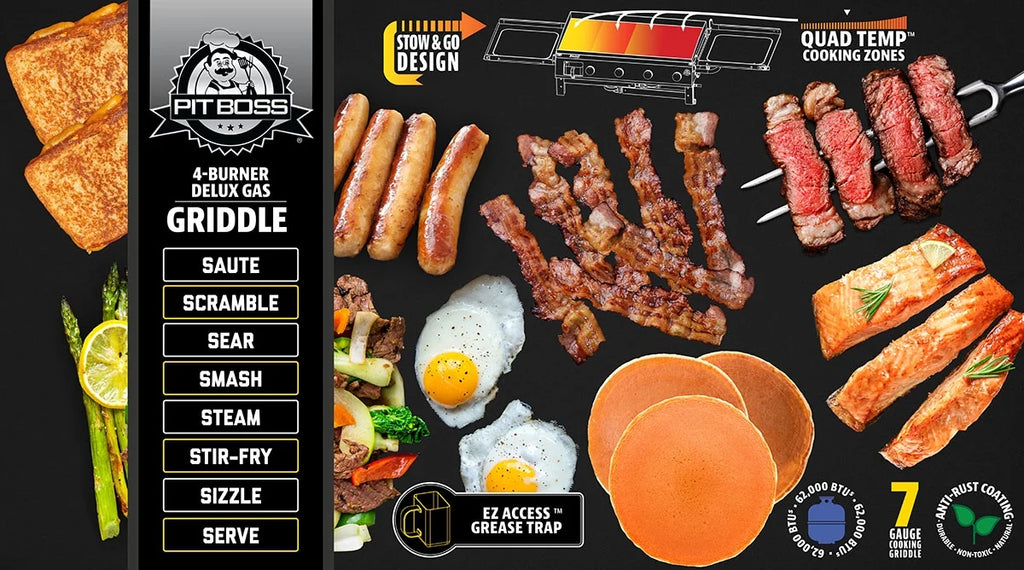 4 Burner Portable Griddle with Foldable Side Shelf L147450