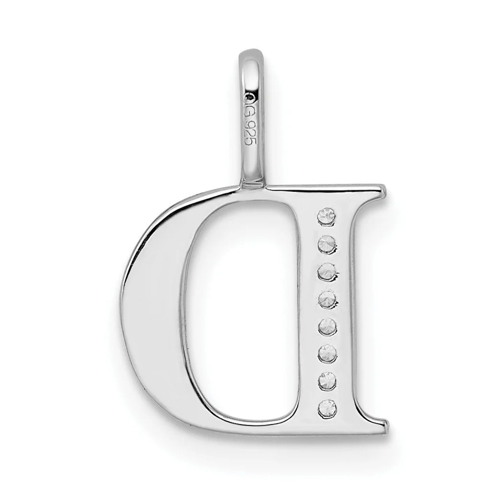 14k White Gold Diamond Letter D Initial Pendant Necklace L957