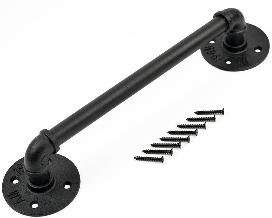 Matte Black Industrial Cast Iron Door Pull Handle Pack of 2 W685