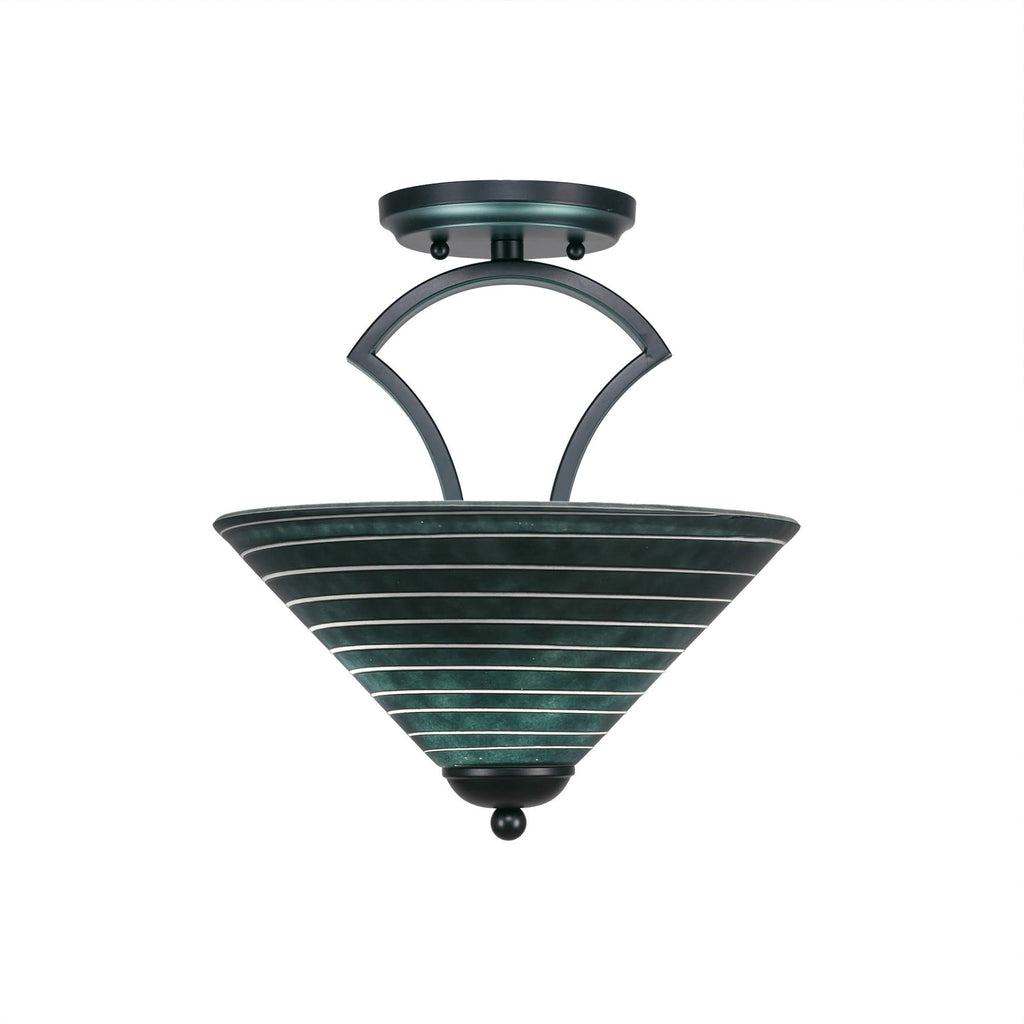 Matte Black Two Light Semi-Flush Mount O3010
