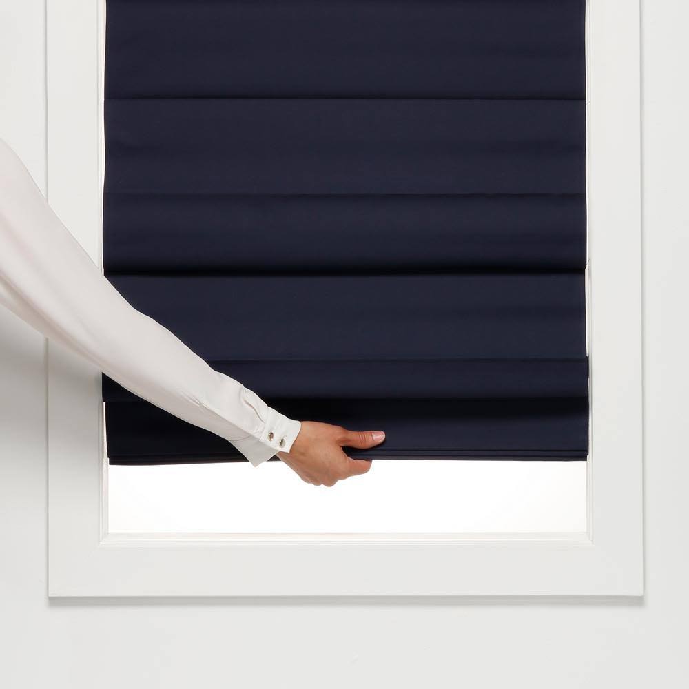 Navy Cordless Blackout Cotton Roman Shade 30 in. W x 72 in. L P852080