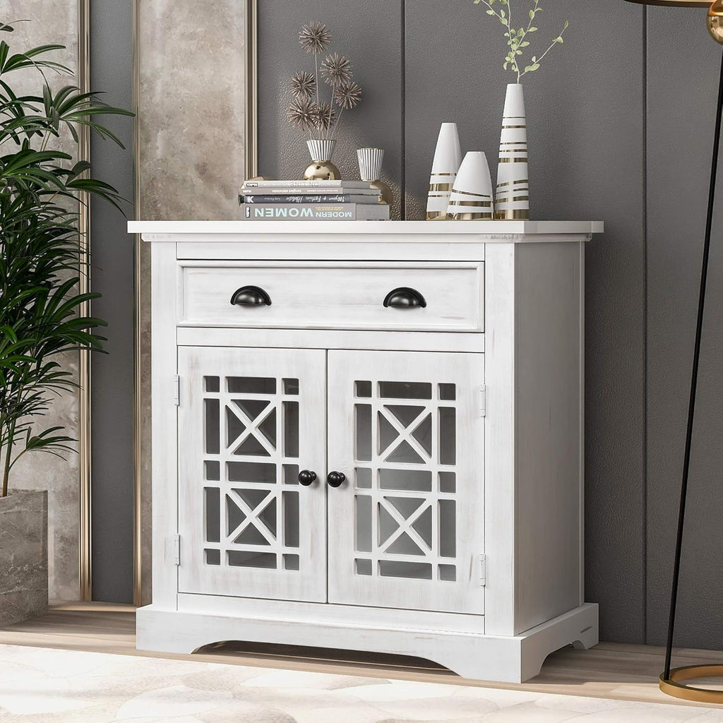 Espresso Storage Cabinet with Doors and Wood Drawer E96200
