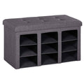 Grey Folding Storage Ottoman Bench with 9 Cubes P983714