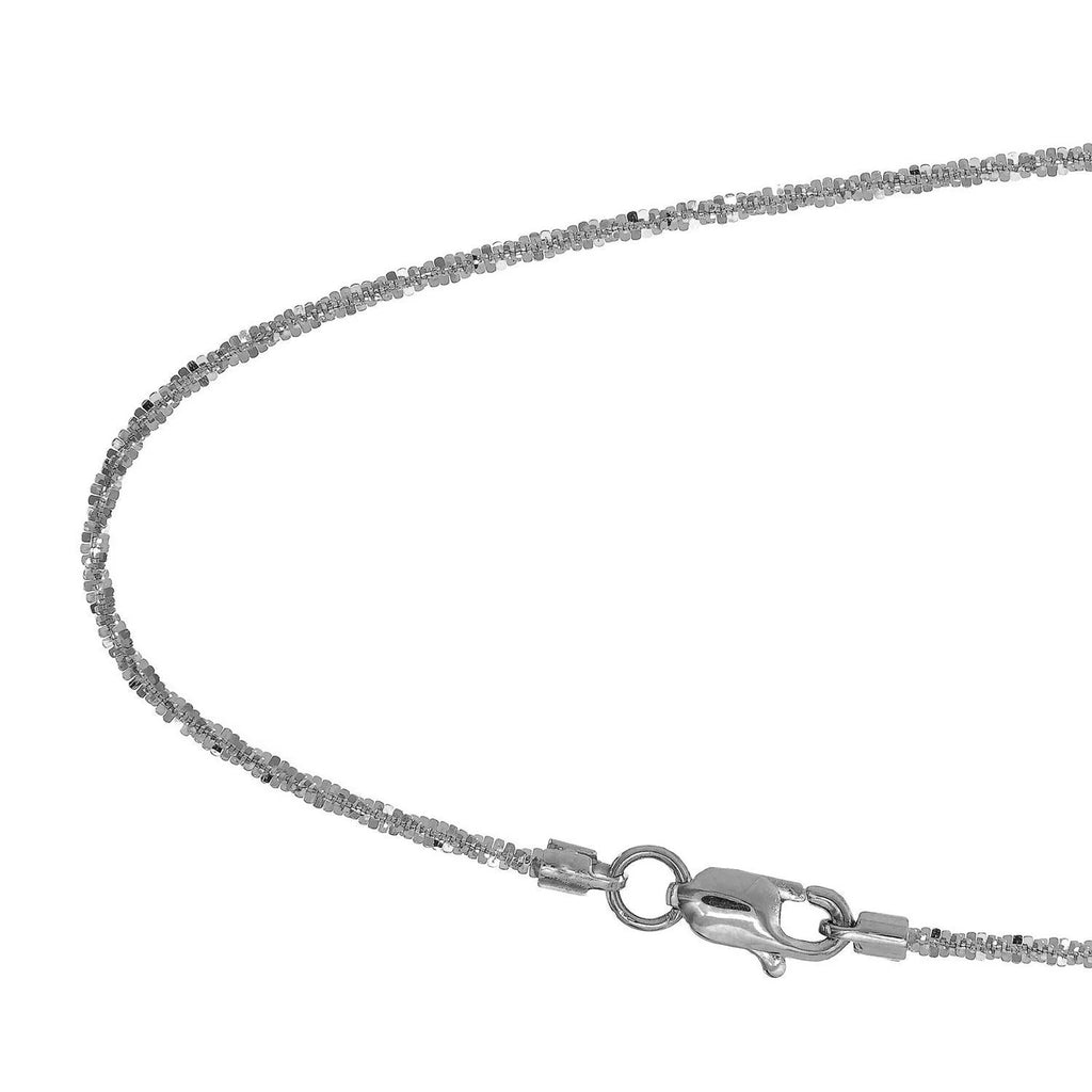 14k Solid White Gold Sparkle Chain Necklace, 20 Inches T97968
