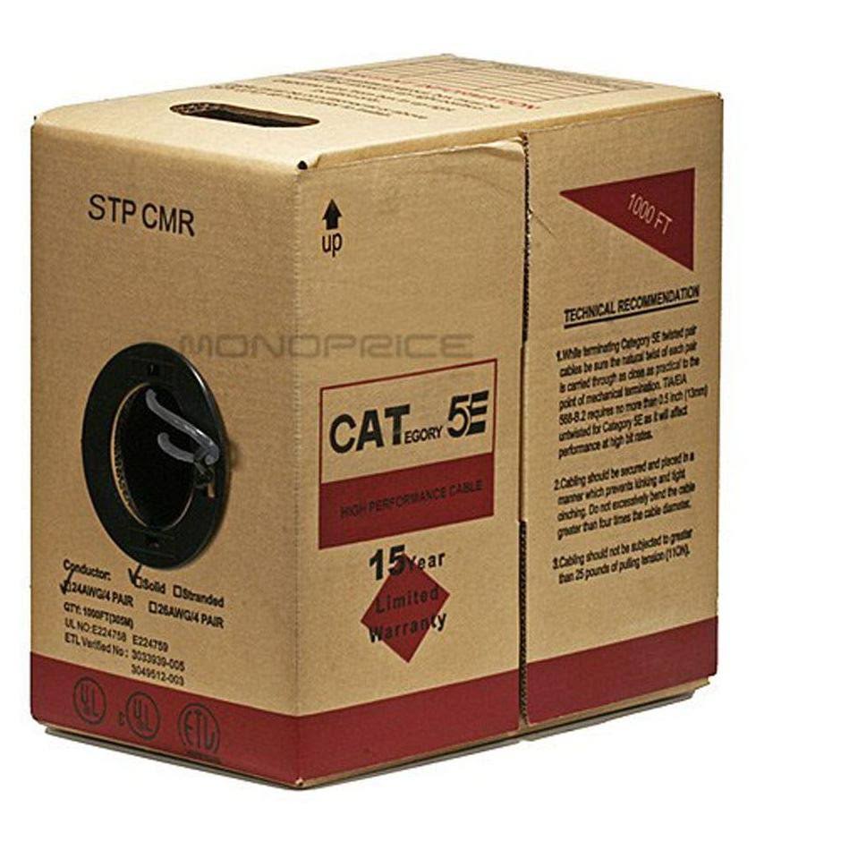 1000 ft. 24AWG Cat5e STP Solid Bare Copper Ethernet Cable K231