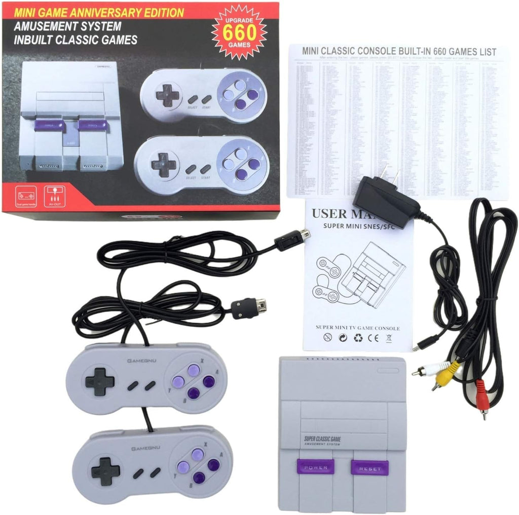 Retro Game Console with Built-in 660 Video Games and 2 Controllers, AV Output, Pack of 2 J22321