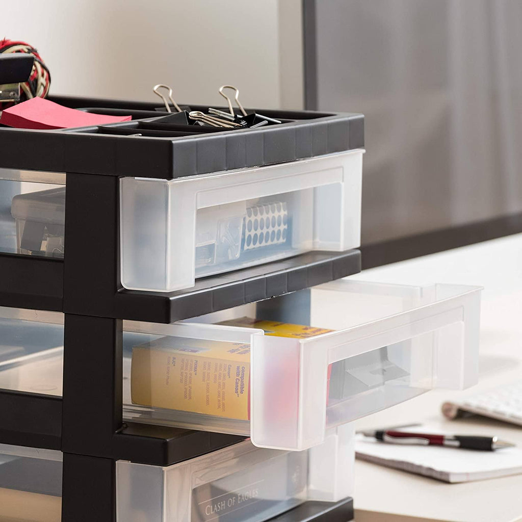 7 Drawer Rolling Cart with Organizer Top (Black) C2752
