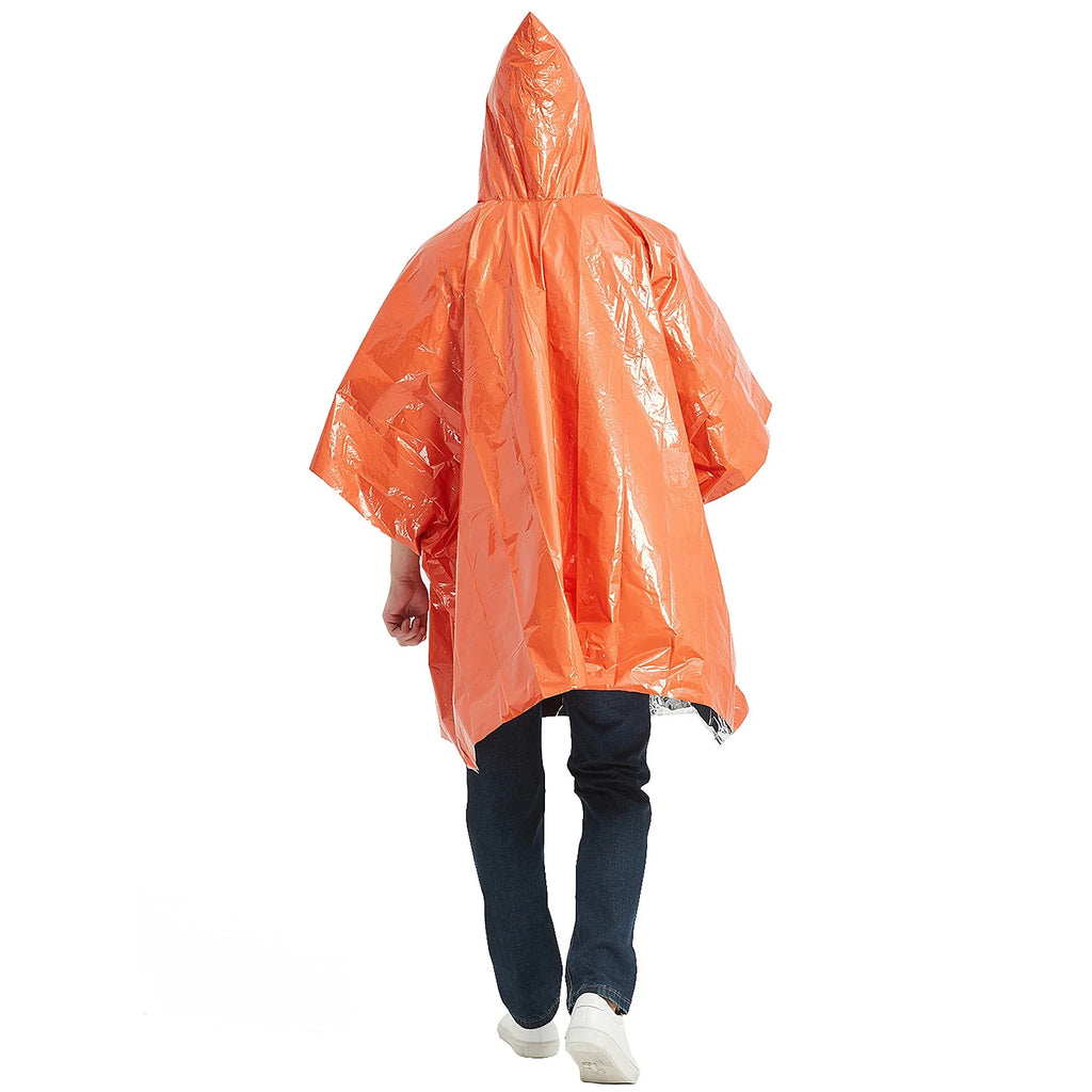 Waterproof Heat Reflective Thermal Poncho Raincoat with Sleeping Bag and Tent Shelter Q92896