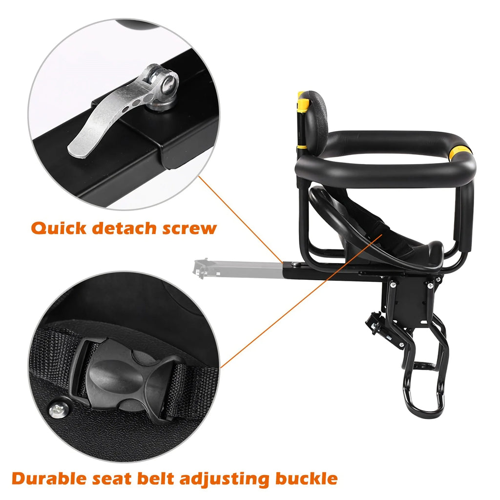 Children Safety Bicycle Seat Carrier with Back Rest, Foot Pedals P2317