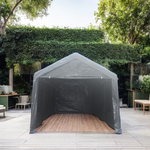 Grey Heavy Duty Portable Carport Canopy with Sidewalls N229303
