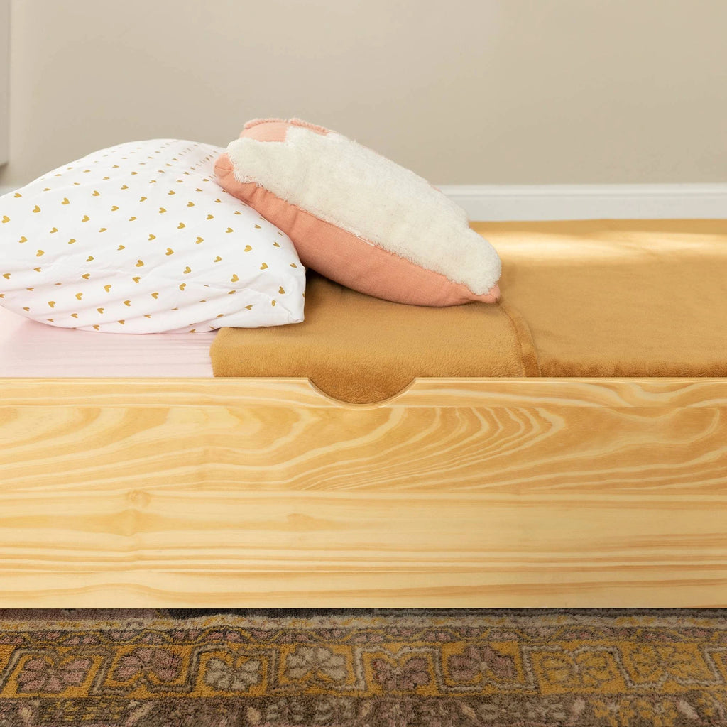 Twin Solid Wood Trundle Bed Natural E721